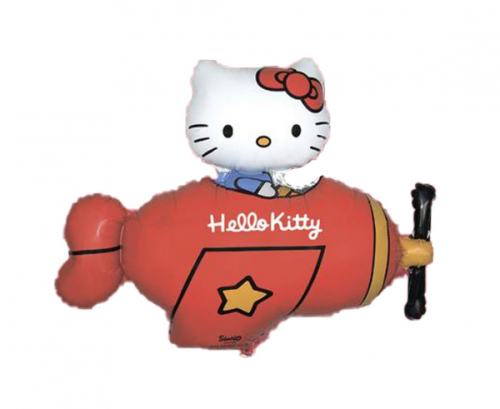 Воздушный шар фольгированный 24 &quot;FX - Hello Kitty в самолете, красный, в упаковке.