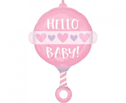 Folijas balons CIR Hello Baby, rozā, 43 x 60 cm, iepakots