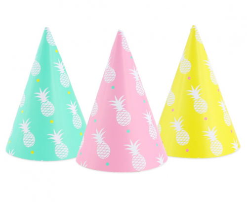 Papīra cepures &quot;Sweet Pineapple&quot;, 3 krāsas, 6 gab