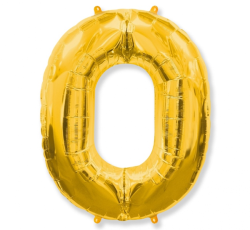 Воздушный шар фольгированный FX - &quot;Номер 0&quot; золото, 85 см.