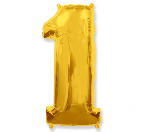 Воздушный шар фольгированный FX - &quot;Номер 1&quot; золото, 85 см.