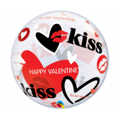 Воздушный шар из фольги 22 &quot;QL Bubble Valentine&#39;s Kisses &amp; Hearts