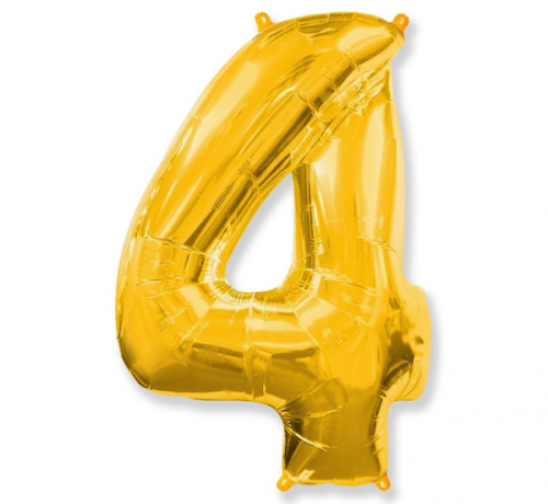 Folija balons FX - "Numurs 4" zelts, 85 cm