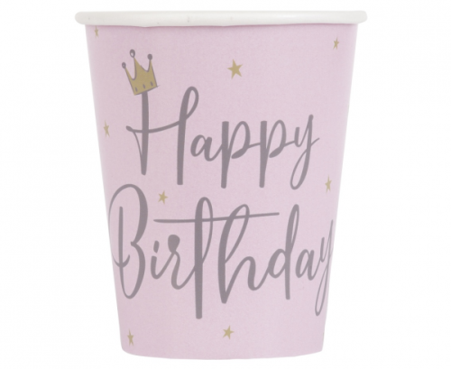 Paper cups Swan Birthday, 8 pcs.