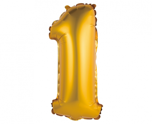 Folijas balons Nr.1, zelts, matēts, 35 cm