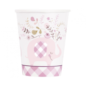Paper cups Floral Elephant, pink, 8 pcs