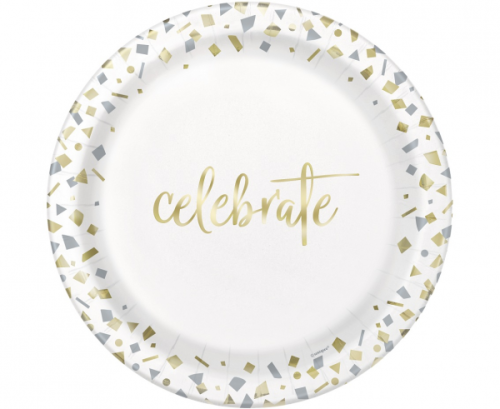 Paper plates Gold Confetti Celebrate, 23 cm, 10 pcs
