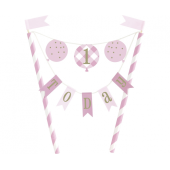 Bunting cake topper Gingham 1st Birthday, pink