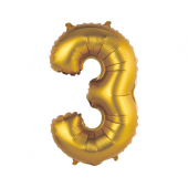 Folija balons Nr.3, zelts, matēts, 35 cm