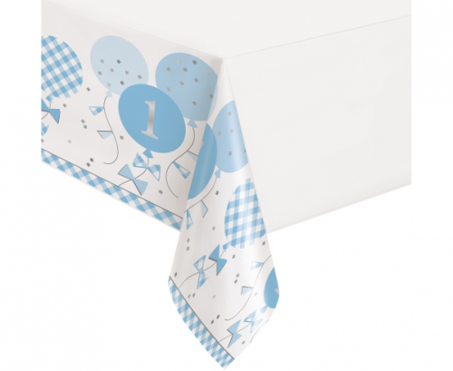 Table cover Gingham 1st Birthday, blue, 137 x 213 cm Table cover Gingham 1st Birthday, blue, 137 x 213 cm