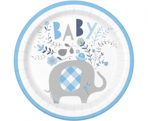 Paper plates Floral Elephant, blue, 23 cm, 8 pcs Paper plates Floral Elephant, blue, 23 cm, 8 pcs