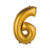 Folija balons Nr.6, zelts, matēts, 35 cm