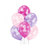 D11 воздушные шары 1st Birthday Girl, ассорти 1c / 5s, 50 шт.
