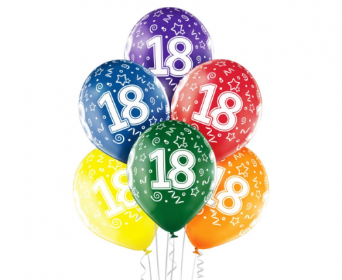 D11 воздушные шары 18-летия, ассорти 1c / 5s, 50 шт.