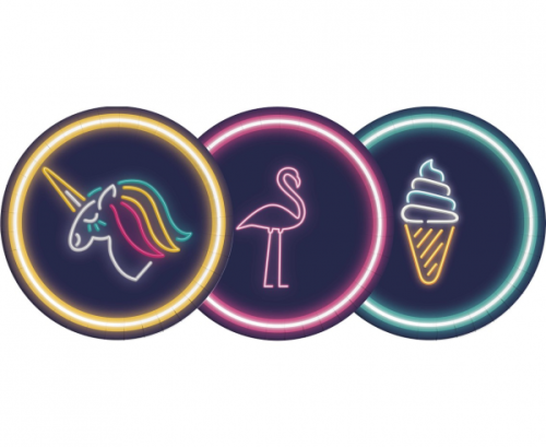 Paper plates Neon, 23 cm, 8 pcs