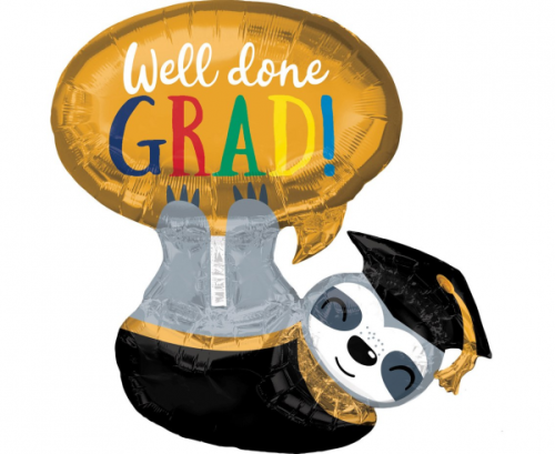 SuperShape Grad Sloth Foil Balloon P35 Packaged 68cm x 71cm
