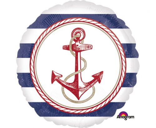Стандартный воздушный шар "Anchors Aweigh" круглый, S40, в упаковке, 43 см