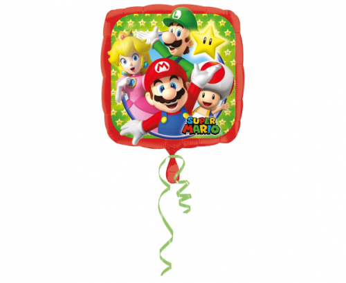 Standard Mario Bros Foil Balloon Square S60 Packaged 43 cm