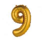 Folija balons Nr.9, zelts, matēts, 35 cm