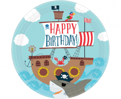 8 Plates Ahoy Birthday Paper Round 22.8 cm 8 Plates Ahoy Birthday Paper Round 22.8 cm