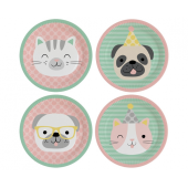 8 Plates Hello Pets Paper Round 22.8 cm