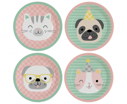 8 Plates Hello Pets Paper Round 22.8 cm 8 Plates Hello Pets Paper Round 22.8 cm