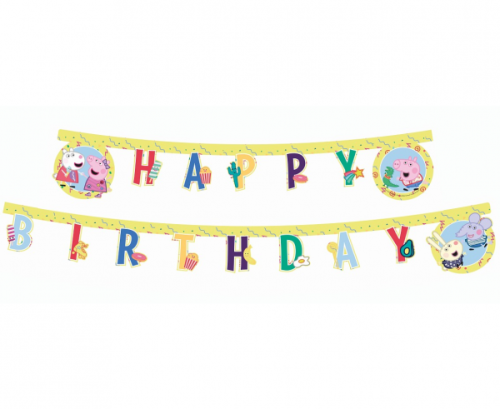 Reklāmkarogs Peppa Pig - Daudz laimes dzimšanas dienā, 230 cm