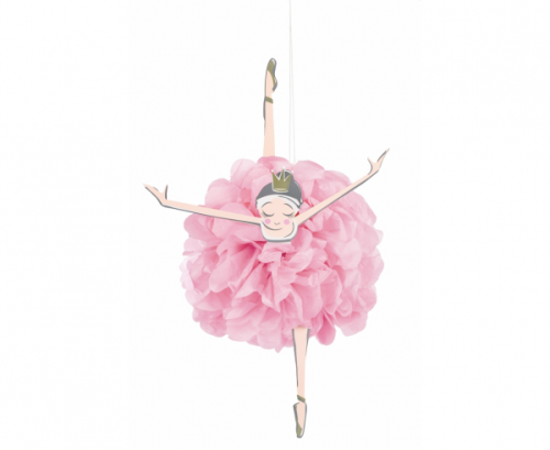 Paper decoration Ballerina, pink-gold, 3 pcs
