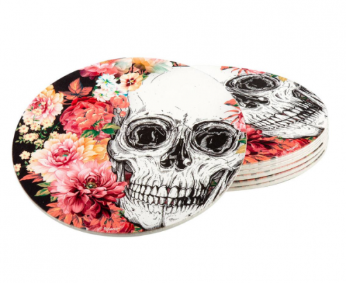 Day of Dead mats, 6 pcs, 10 cm