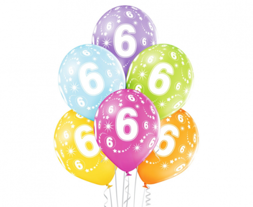 D11 baloni 6. dzimšanas diena, asorti 1c/5s, 50 gab.