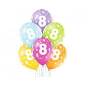 D11 balloons 8th Birthday, assorted 1c/5s, 50 pcs