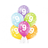 D11 baloni 9. dzimšanas diena, asorti 1c/5s, 50 gab.