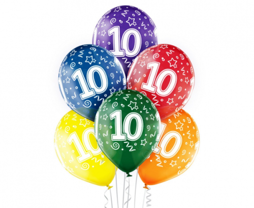 D11 baloni 10. dzimšanas diena, asorti 1c/5s, 50 gab.