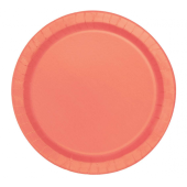 Paper plates, coral colour, 23 cm, 16 pcs