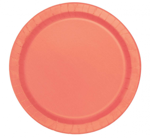 Paper plates, coral colour, 23 cm, 16 pcs Paper plates, coral colour, 23 cm, 16 pcs