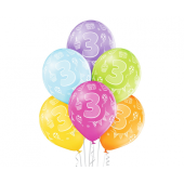 D11 balloons 3rd Birthday, assorted 1c/5s, 50 pcs