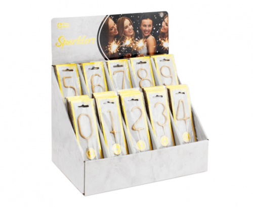 Golden Digit Sparklers 0-9 (display includes 120 sparklers) Golden Digit Sparklers 0-9 (display includes 120 sparklers)