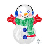 Junior Shape Adorable Snowman Foil Balloon, S50 packaged