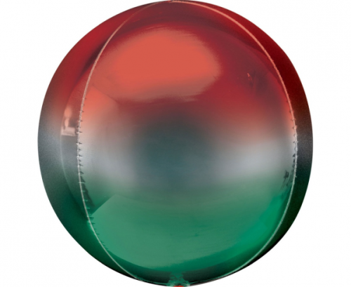 Orbz Ombré Red & Green Foil Balloon, G20 packaged Orbz Ombré Red & Green Foil Balloon, G20 packaged