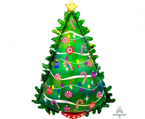 SuperShape Green Christmas Tree Foil Balloon P40 Packaged 66cm x 91cm