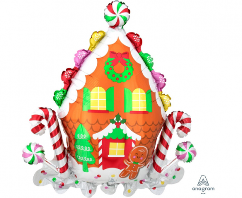 SuperShape Gingerbread House Foil Balloon P35 Packaged 71cm x 76cm
