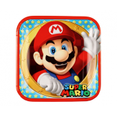 8 Plates Super Mario Paper Squared 22.8 x 22.8 cm