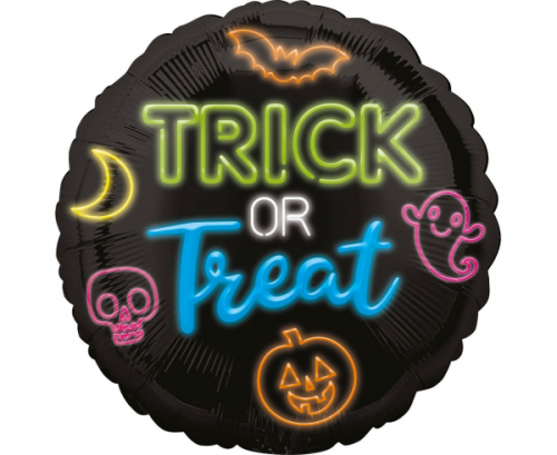 Standard Neon Trick or Treat Foil Balloon S40 Packaged