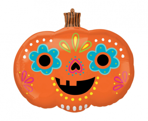 SuperShape Day of the Dead Pumpkin Foil Balloon P35 Packaged 60cm x 58cm SuperShape Day of the Dead Pumpkin Foil Balloon P35 Packaged 60cm x 58cm