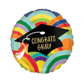 Standard Grad Rainbows All Around Foil Balloon S40 Packaged 43 cm