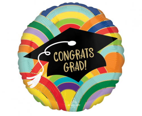 Standard Grad Rainbows All Around Foil Balloon S40 Packaged 43 cm