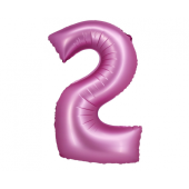 Folijas balons B&amp;C, cipars 2, satīna rozā, 76 cm