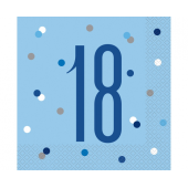 Paper napkins Glitz 18, 33x33 cm, blue, 16 pcs