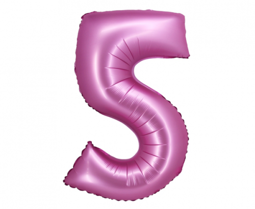Folijas balons B&amp;C, cipars 5, satīna rozā, 76 cm