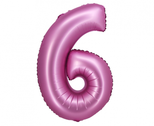 Folijas balons B&amp;C, cipars 6, satīna rozā, 76 cm
